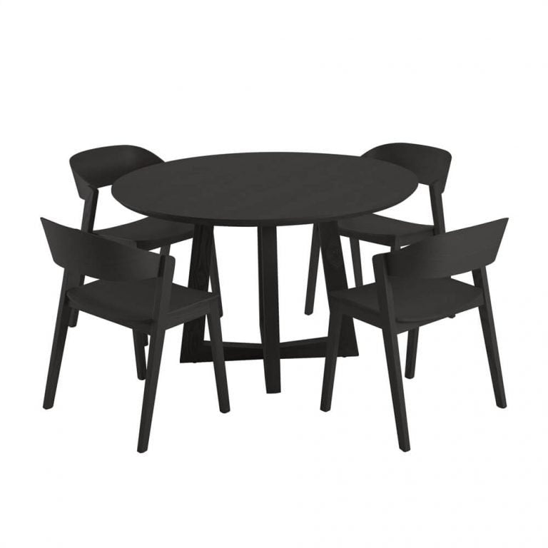 4 Seater Dining Set – Sloan Round Timber Dining Table & Moooi Dining Chair
