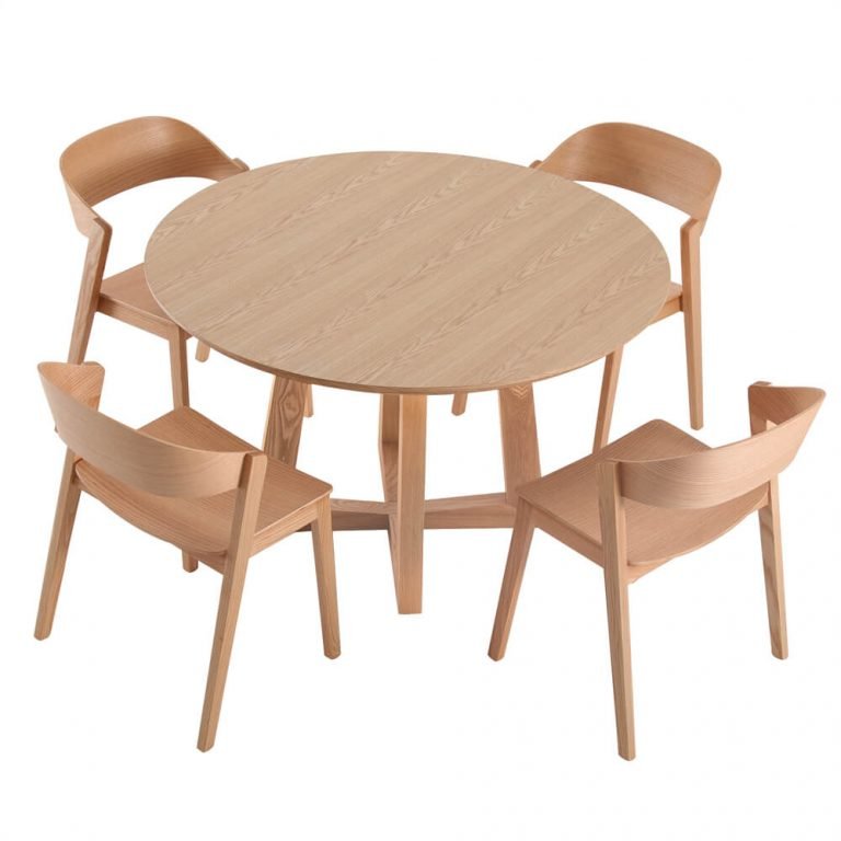 4 Seater Dining Set – Sloan Round Timber Dining Table & Moooi Dining Chair