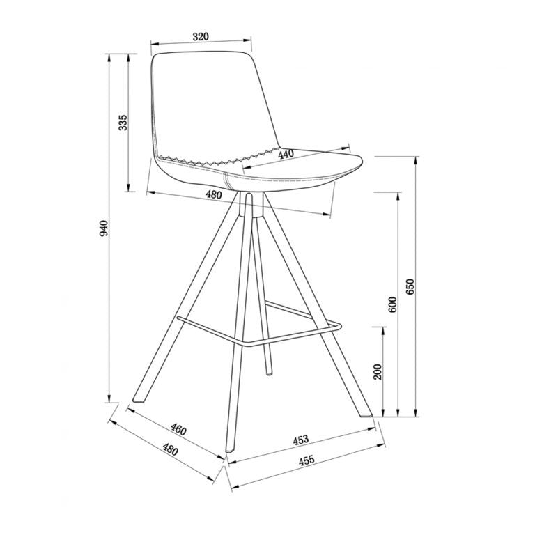 65cm Teramo Faux Leather Kitchen Stool