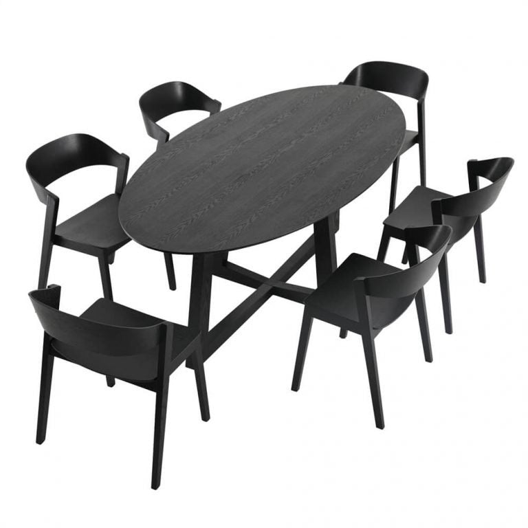 6 Seater Dining Set – Sloan Oval Timber Dining Table & Moooi Dining Chair