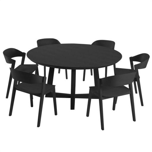 6 Seater Dining Set – Sloan Round Timber Dining Table & Moooi Dining Chair