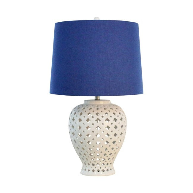 Lattice Tall White Table Lamp with Shade
