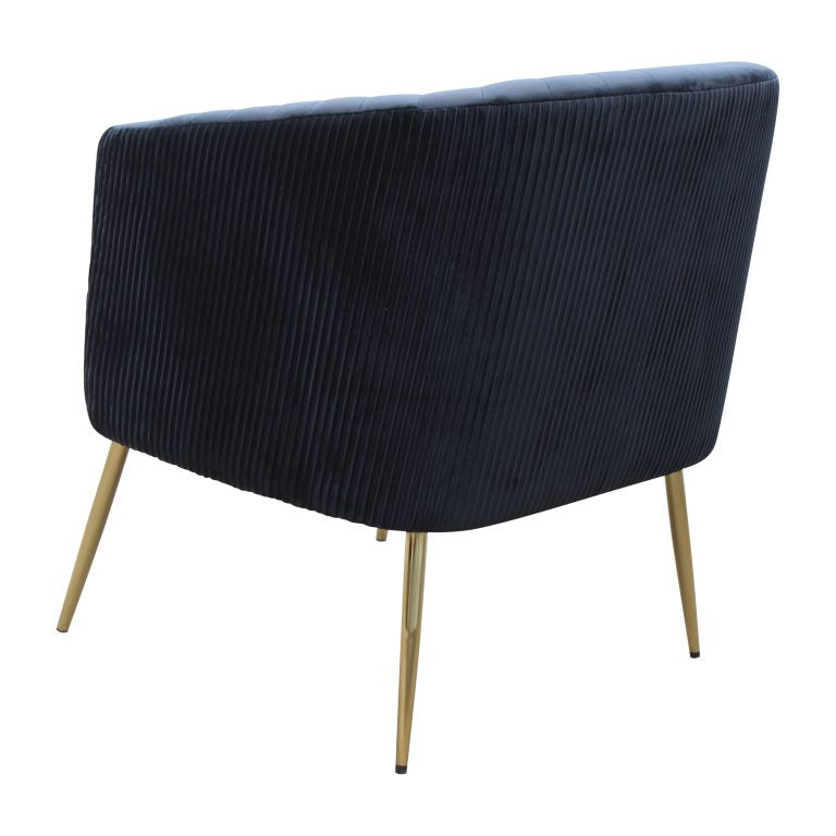 Perla Chair Velvet Fluted Back Gold Legs