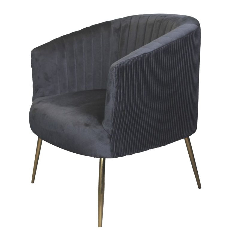 Perla Chair Velvet Fluted Back Gold Legs