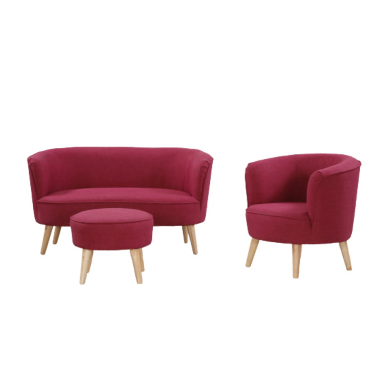 Stamford Foot Stool upholstered in ‘Key West’ Magenta Fabric
