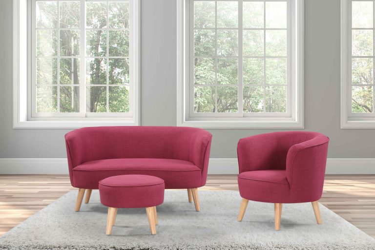 Stamford Foot Stool upholstered in ‘Key West’ Magenta Fabric