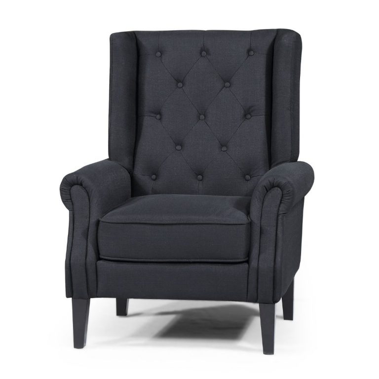 Winchester Chair Upholstered in Key West Black/Dark Timber legs